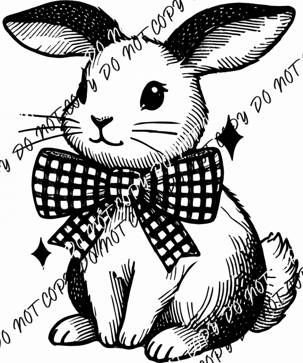 Vintage Sketch Bunny DTF Transfer - We Print U Press DTF Transfers