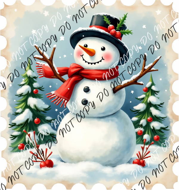 Vintage Snowman Stamp DTF Transfer RTP DTF Transfers