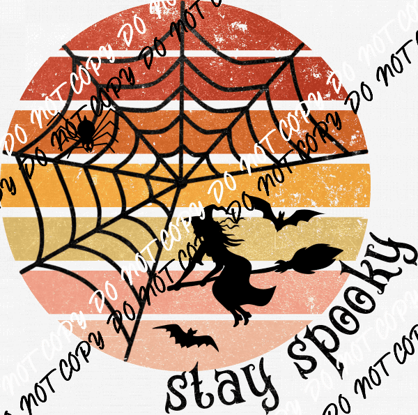 Vintage Stay Spooky Witch Spider Web DTF Transfer - We Print U Press DTF Transfers