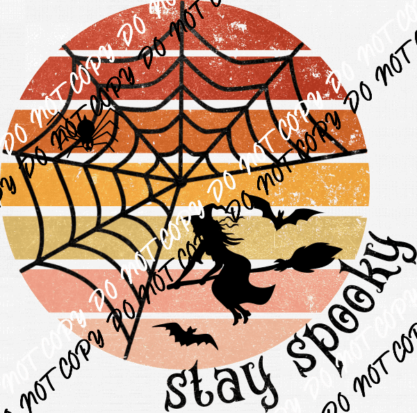 Vintage Stay Spooky Witch Spider Web DTF Transfer - We Print U Press DTF Transfers