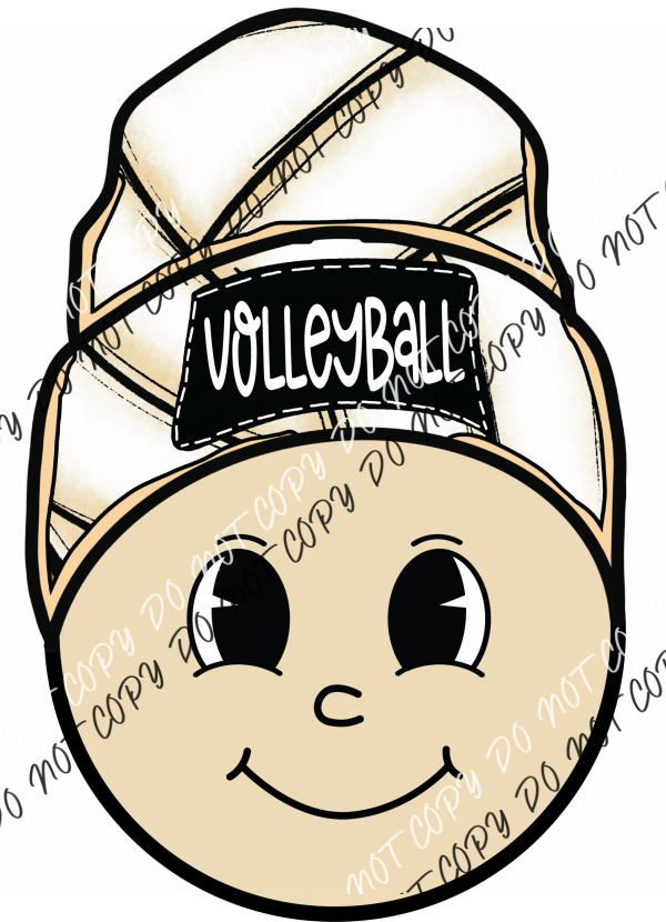 Volleyball Happy Face With Beanie Dtf Transfer Transfers