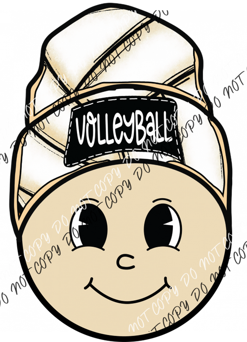 Volleyball Happy Face With Beanie Dtf Transfer Transfers