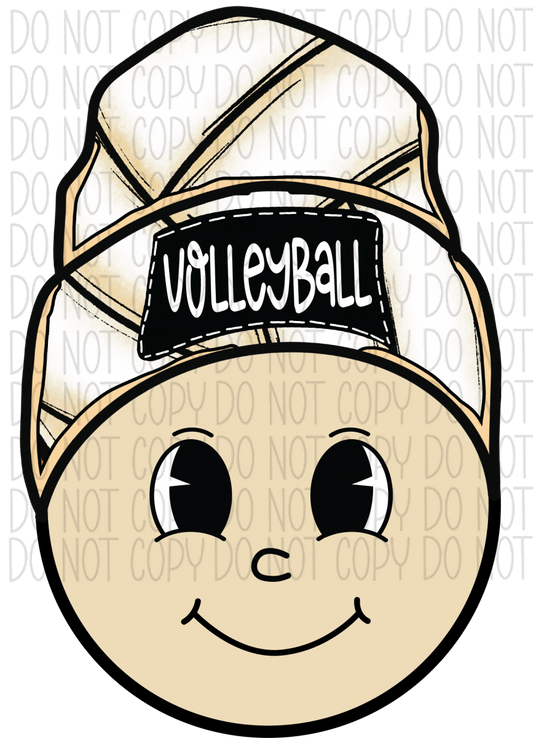 Volleyball Happy Face With Beanie Dtf Transfer Transfers