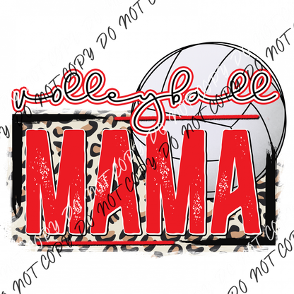 Volleyball Mama Red Dtf Transfer