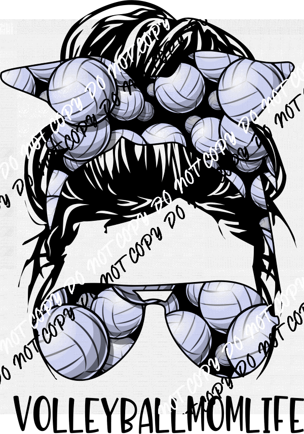 Volleyball Mom Messy Bun DTF Transfer - We Print U Press DTF Transfers