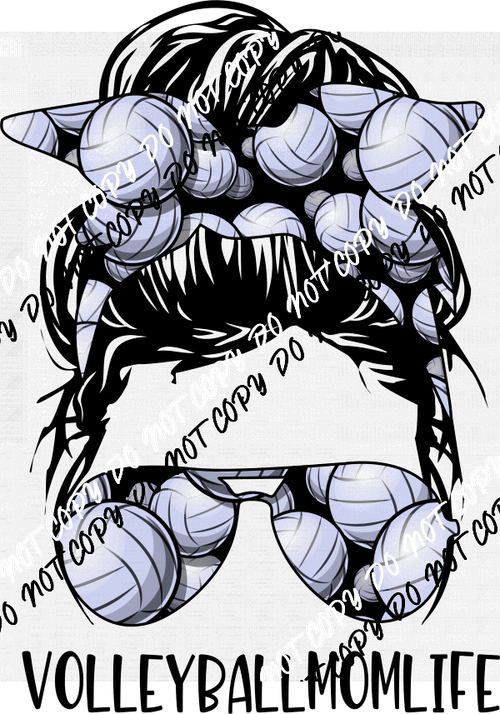 Volleyball Mom Messy Bun DTF Transfer - We Print U Press DTF Transfers