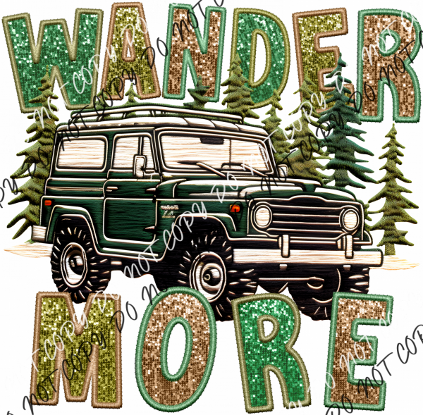 Wander More Jeep Faux Sequin And Embroidery Dtf Transfer Rtp Transfers