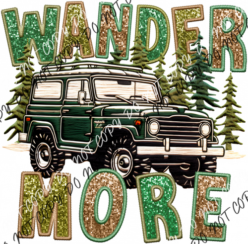 Wander More Jeep Faux Sequin And Embroidery Dtf Transfer Rtp Transfers