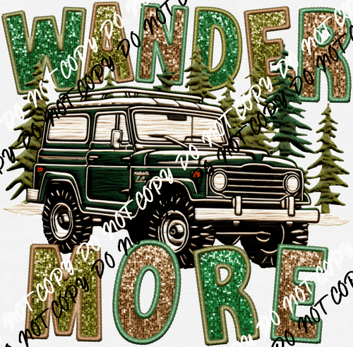 Wander More Jeep faux sequin and embroidery DTF Transfer - We Print U Press DTF Transfers