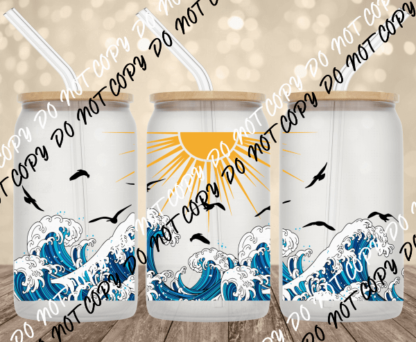 Waves UV Transfer for 16 oz Glass Can - We Print U Press DTF Transfers