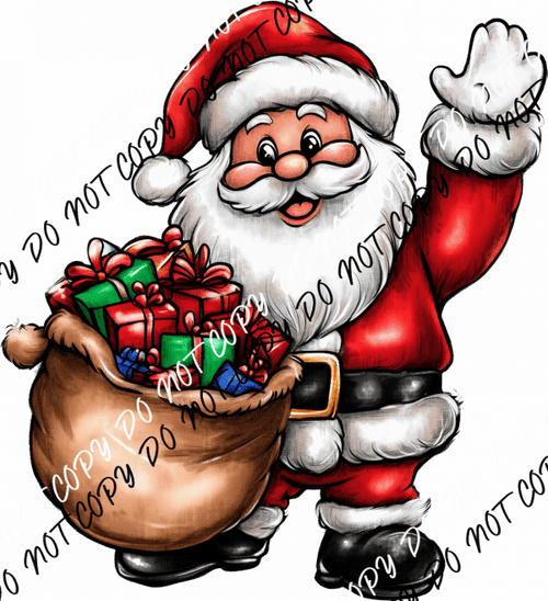 Waving Santa with Toy Sack DTF Transfer - We Print U Press DTF Transfers