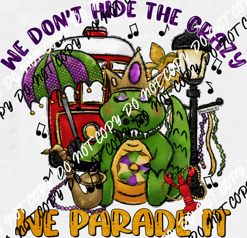 We Parade It Mardi Gras Gator DTF Transfer - We Print U Press DTF Transfers