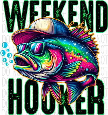 Weekend Hooker Fish With Hat Bright Dtf Transfer Rtp Transfers