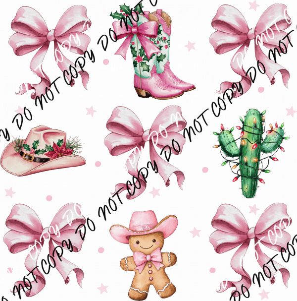 Western Christmas Coquette Bow DTF Transfer - We Print U Press DTF Transfers