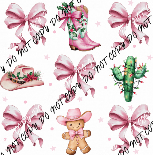 Western Christmas Coquette Bow DTF Transfer - We Print U Press DTF Transfers