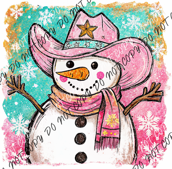 Western Cowgirl Snowman DTF Transfer RTP DTF Transfers