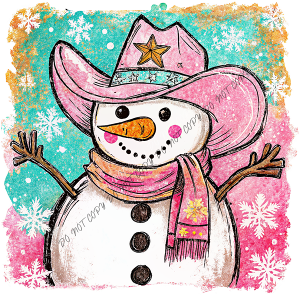 Western Cowgirl Snowman DTF Transfer RTP DTF Transfers