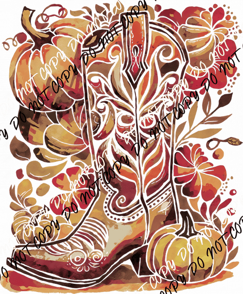 Western Fall Boot DTF Transfer - We Print U Press DTF Transfers