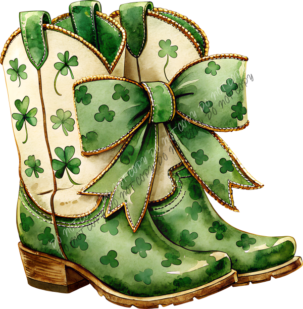 Western St. Patrick’s Day Cowgirl Boots DTF Transfer RTP DTF Transfers