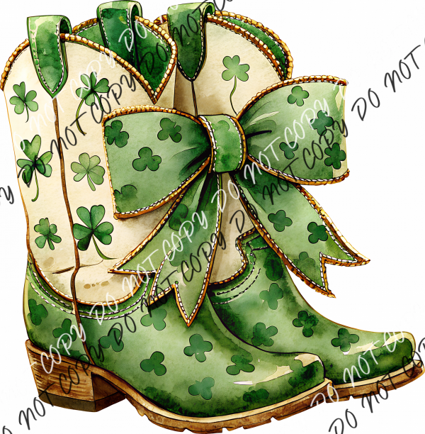 Western St. Patrick’s Day Cowgirl Boots DTF Transfer RTP DTF Transfers