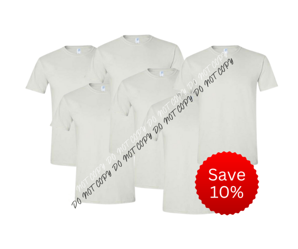 White Gildan Softstyle T-Shirt 6 Pack - We Print U Press DTF Transfers