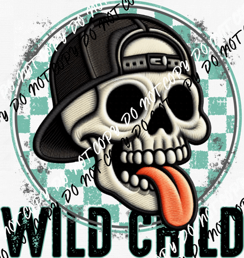 Wild Child Skelly Boy Faux Embroidery n DTF Transfer - We Print U Press DTF Transfers