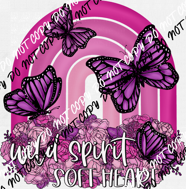 Wild Spirit Soft Heart Butterfly Rainbow DTF Transfer - We Print U Press DTF Transfers