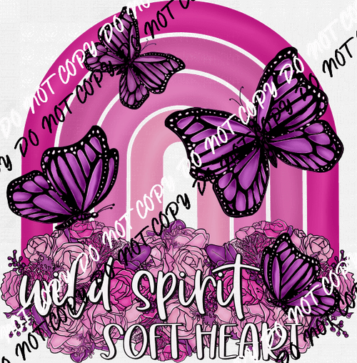 Wild Spirit Soft Heart Butterfly Rainbow DTF Transfer - We Print U Press DTF Transfers