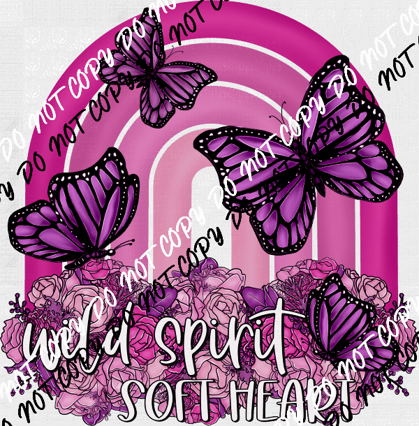 Wild Spirit Soft Heart Butterfly Rainbow DTF Transfer - We Print U Press DTF Transfers