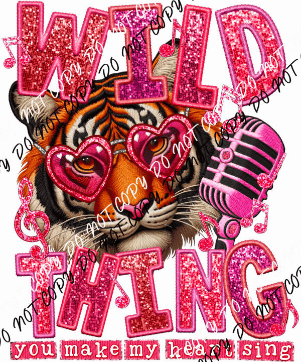 Wild Thing Tiger faux sequin and embroidery DTF Transfer - We Print U Press DTF Transfers