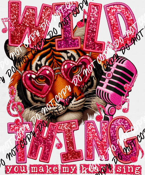 Wild Thing Tiger faux sequin and embroidery DTF Transfer - We Print U Press DTF Transfers