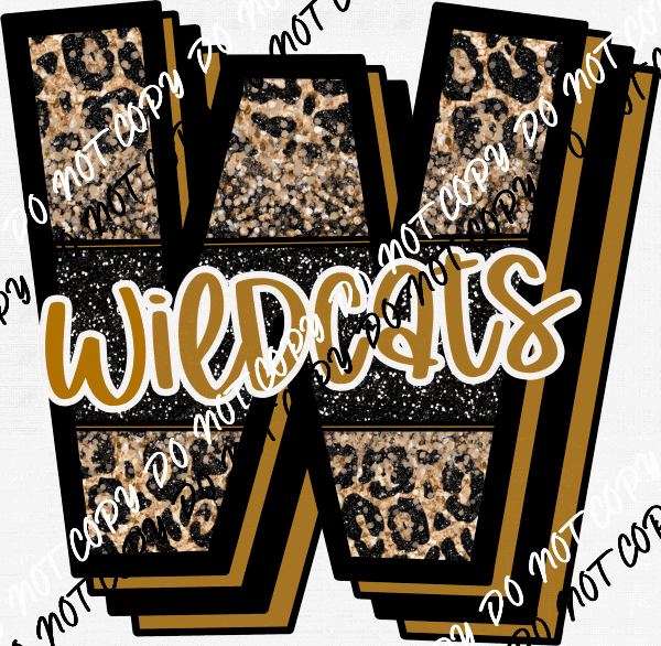 Wildcats Leopard W faux glitter DTF Transfer - We Print U Press DTF Transfers