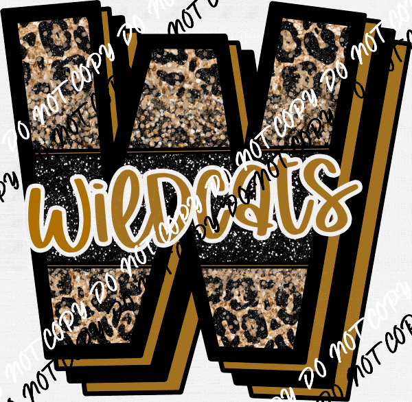 Wildcats Leopard W faux glitter DTF Transfer - We Print U Press DTF Transfers