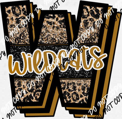 Wildcats Leopard W faux glitter DTF Transfer - We Print U Press DTF Transfers