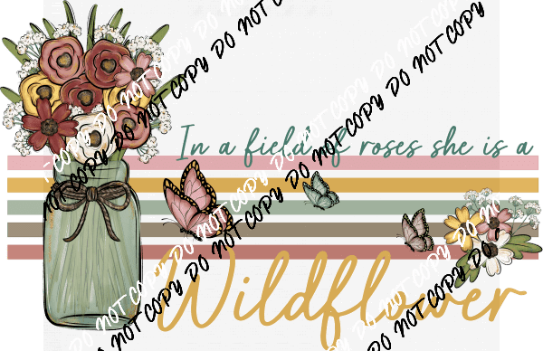 Wildflower Mason Jar DTF Transfer - We Print U Press DTF Transfers