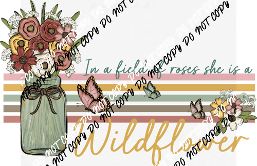 Wildflower Mason Jar DTF Transfer - We Print U Press DTF Transfers