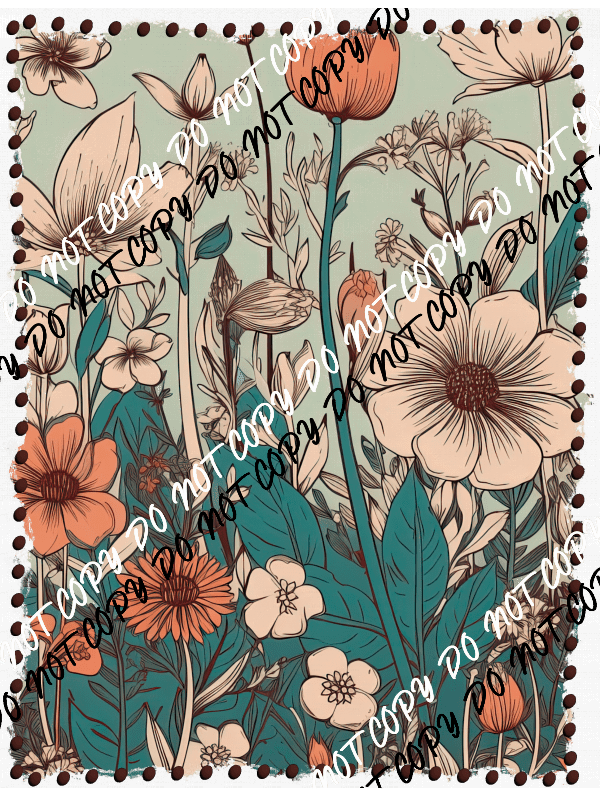 Wildflowers Floral Frame DTF Transfer - We Print U Press DTF Transfers