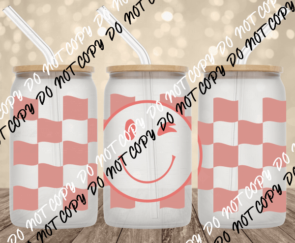 Wink face for UV Transfer for 16 oz Glass Can - We Print U Press DTF Transfers