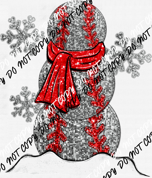 Winter Baseball Faux Glitter And Sequin DTF Transfer - We Print U Press DTF Transfers