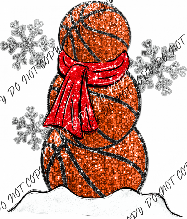 Winter Basketball Faux Glitter And Sequin Dtf Transfer Rtp Transfers