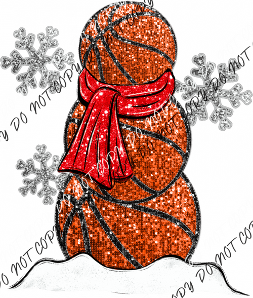 Winter Basketball Faux Glitter And Sequin Dtf Transfer Rtp Transfers