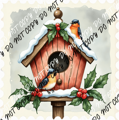 Winter Birdhouse DTF Transfer - We Print U Press DTF Transfers