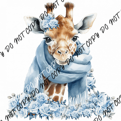 Winter Giraffe in Blue DTF Transfer - We Print U Press DTF Transfers