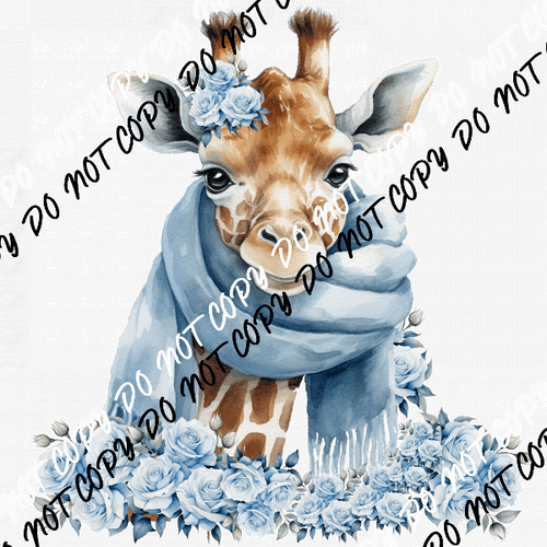 Winter Giraffe in Blue DTF Transfer - We Print U Press DTF Transfers