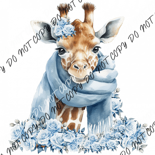 Winter Giraffe In Blue Dtf Transfer Transfers