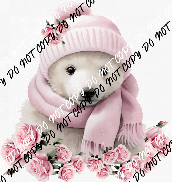 Winter Polar Bear in Pink DTF Transfer - We Print U Press DTF Transfers