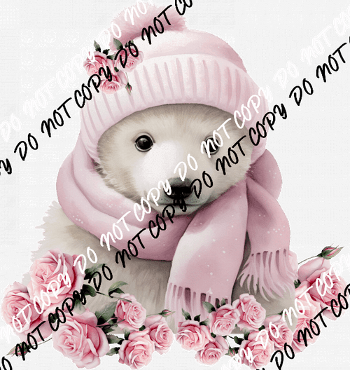Winter Polar Bear in Pink DTF Transfer - We Print U Press DTF Transfers
