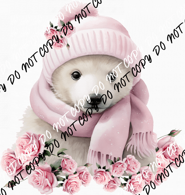 Winter Polar Bear in Pink DTF Transfer - We Print U Press DTF Transfers