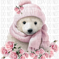 Winter Polar Bear In Pink Dtf Transfer Transfers