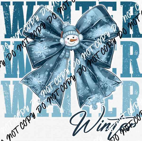 Winter Snowflake Bow DTF Transfer - We Print U Press DTF Transfers